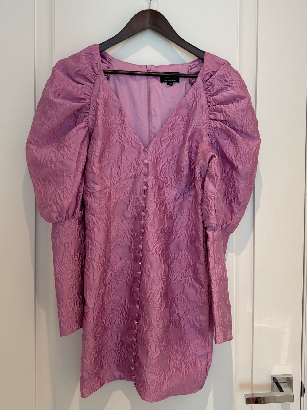 Bardot Lilac Puff-Sleeve V-Neck Button Tunic